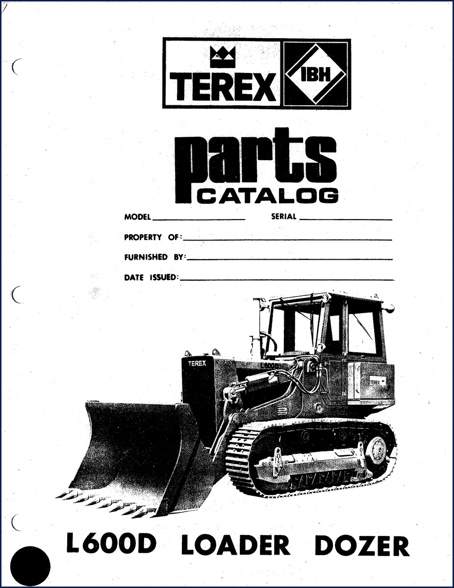 Terex L600D Loader Dozer Parts Catalog cover page