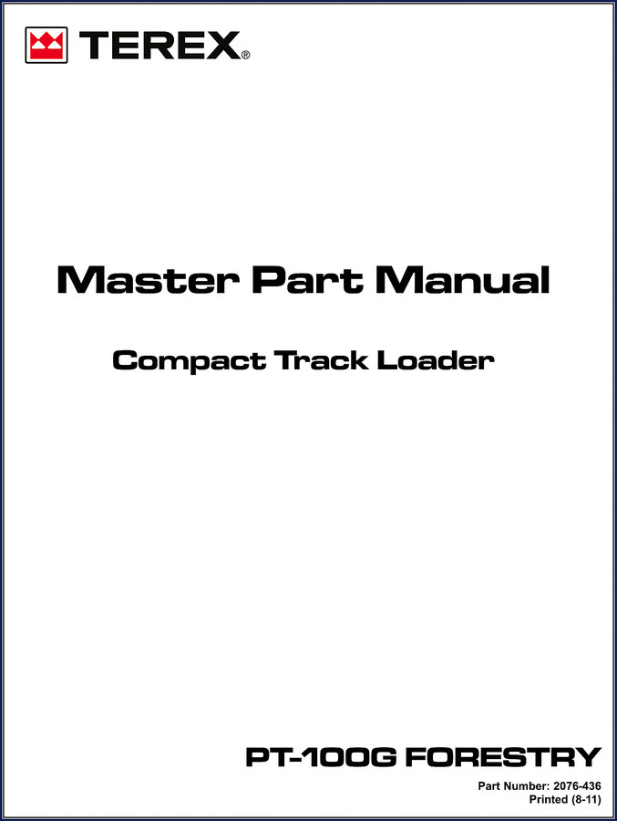 Terex PT-100G Forestry 2011 Parts Catalog cover – OEM factory parts manual