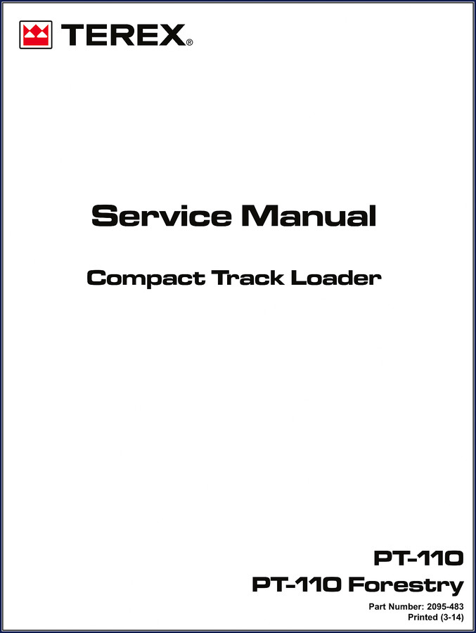 Terex PT-110 Forestry 2014 Service Manual cover page showing compact track loader