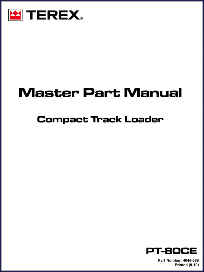 Terex PT-80CE 2010 Parts Catalog cover page showing factory OEM documentation for compact track loader