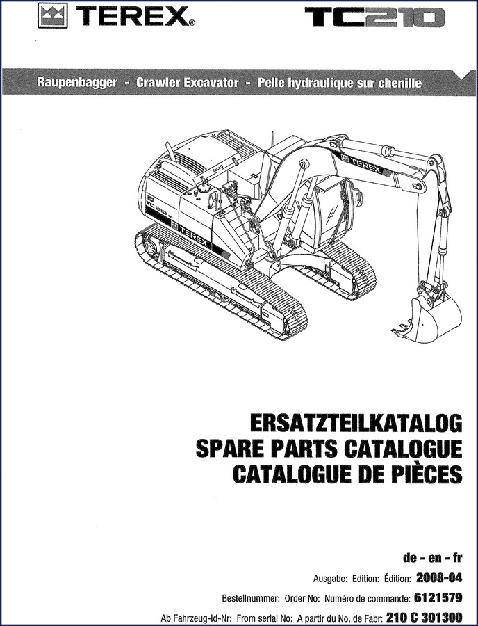 Terex TC210 2008 Parts Catalog cover page