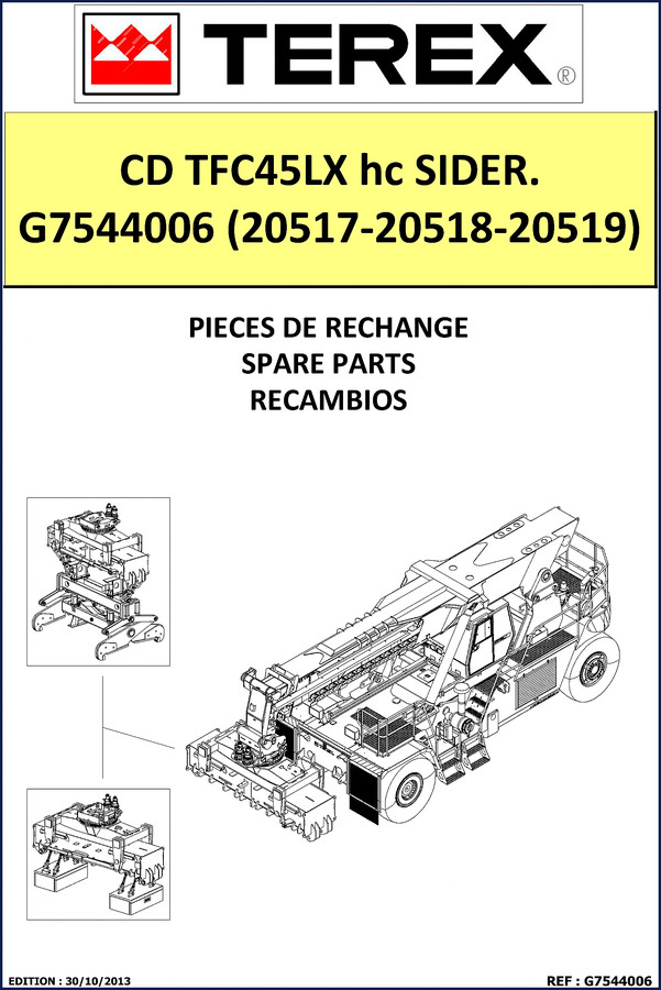 Terex TFC45LX 2013 Parts Catalog – exploded view of boom assembly