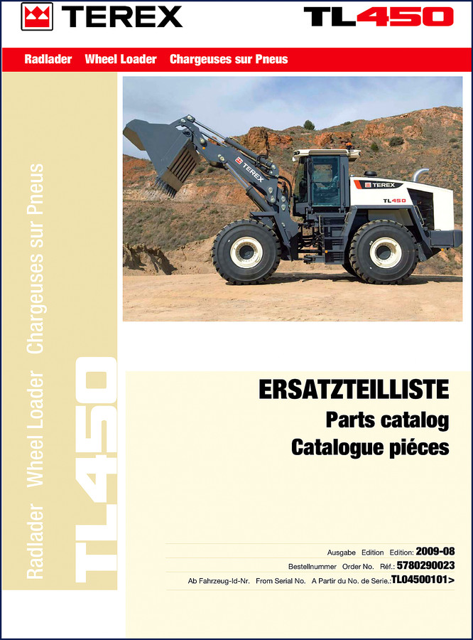 Terex TL450 2009 Parts Catalog cover – factory OEM document
