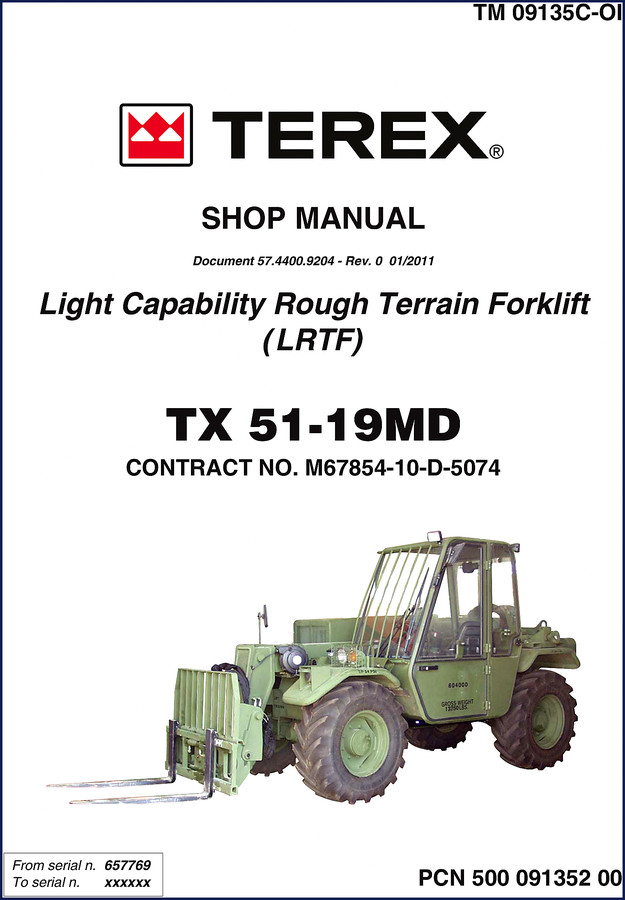 Terex TX 51-19MD 2011 Workshop Manual cover - factory OEM service manual for rough terrain forklift