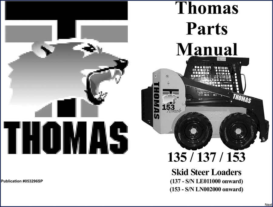 Thomas 135, 137, 153, 1300 ProTough 2004 Repair Manual cover