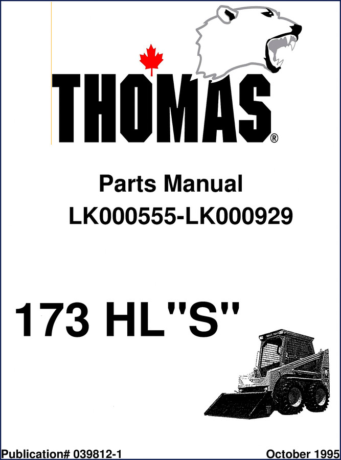 Thomas 173 HL S 1995 Parts Catalog – OEM factory manual cover showing loader