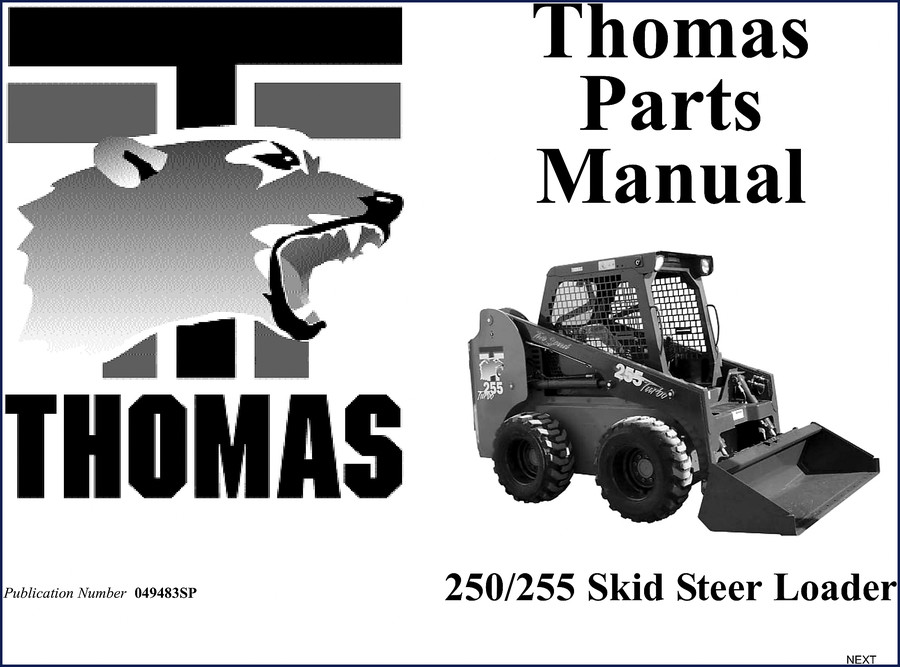 Thomas 250 255 Parts Catalog cover page – factory OEM manual for skid steer loader