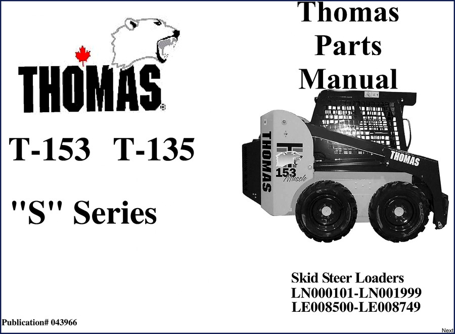 Thomas T-153, T-135 2000 Parts Catalog front cover – factory OEM manual