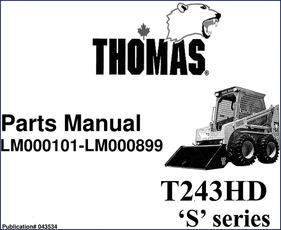 Thomas T243HD 308 T243HD Parts Catalog cover page - 132 pages