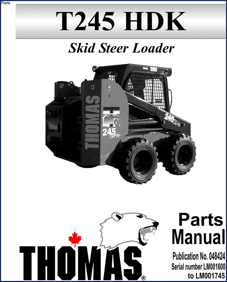 Thomas T245 HDK skid steer loader OEM parts catalog 2002, 271 pages