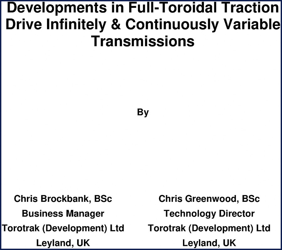 Torotrak Technical Manual cover page for SUV, RWD, FWD, Off Highway, Truck models