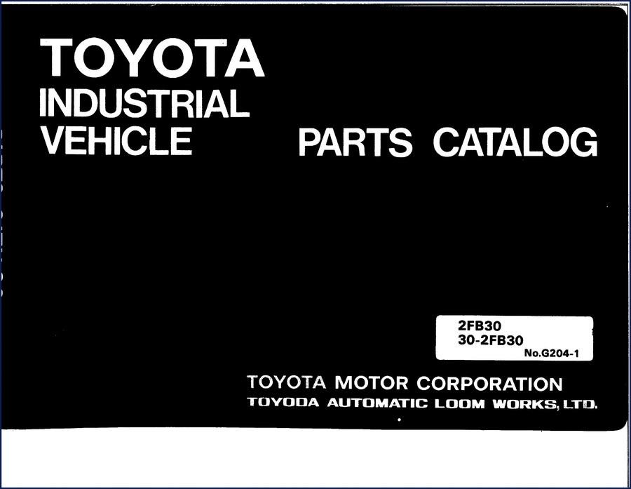 Toyota 2FB30 Parts Catalog cover - OEM factory document