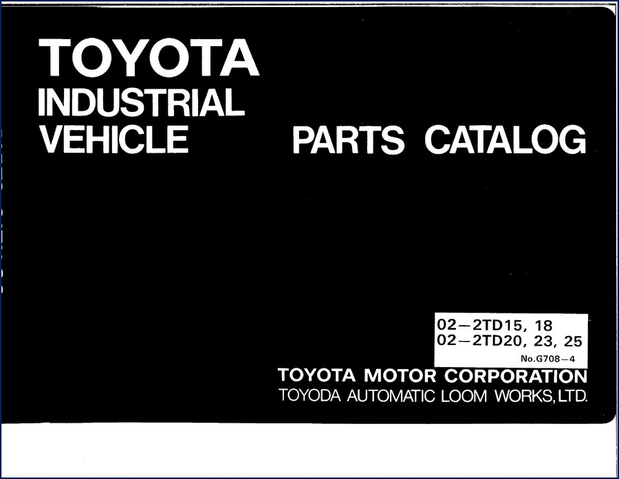 Toyota 2TD15, 2TD18, 2TD20, 2TD23, 2TD25 Parts Catalog cover page showing industrial tow tractor