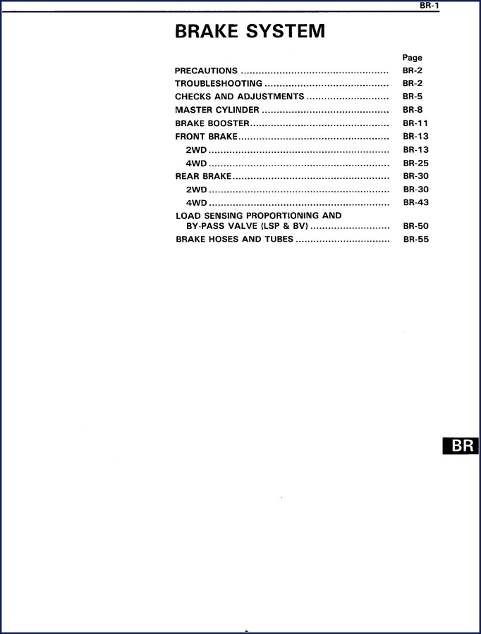 Toyota 2WD/4WD Brake System Technical Manual - 55 pages factory OEM specifications