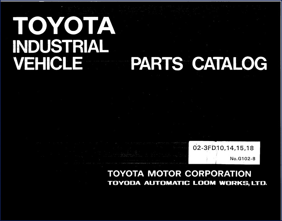 Toyota 3FD10-3FD18 Forklift Parts Catalog cover – factory OEM document