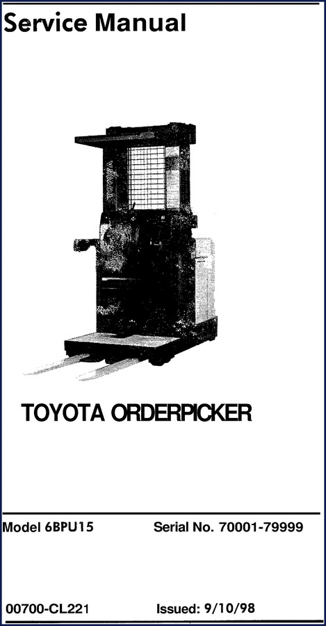 Toyota 6BPU15 2007 Parts Catalog cover - factory OEM parts manual for orderpicker forklift