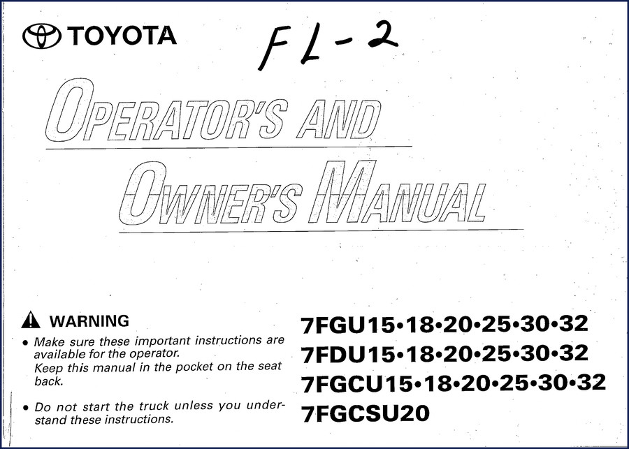 Toyota 7FGU15, 7FDU15, 7FGCU20 1999 Service Manual cover - factory OEM service repair manual