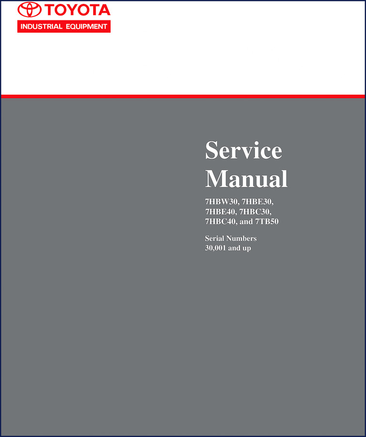 Toyota 7HBW30 service manual cover - factory OEM document for pallet trucks