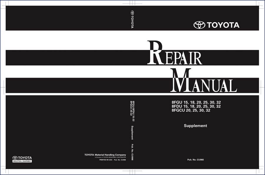 Toyota 8FGU15-8FGU30 forklift service repair manual front cover - 227 pages OEM factory specification document