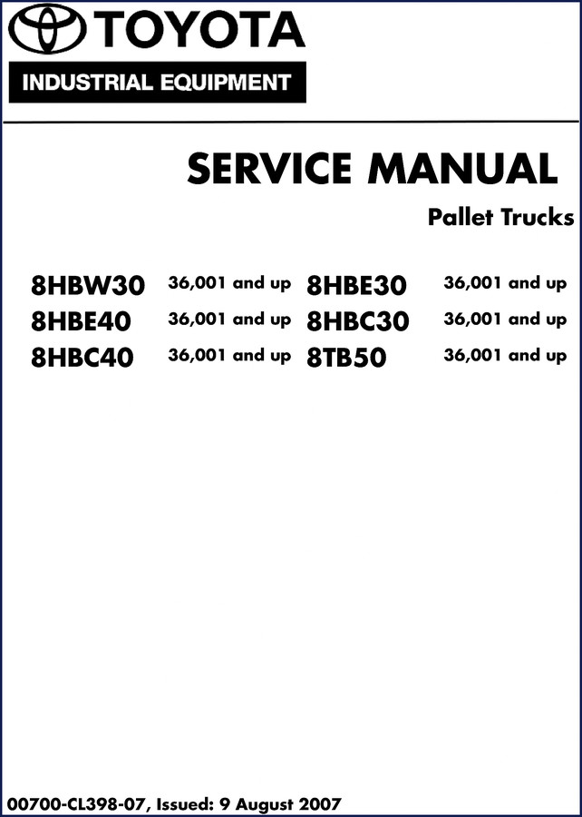 Toyota 8HBW30 2007 Service Manual cover – OEM factory document