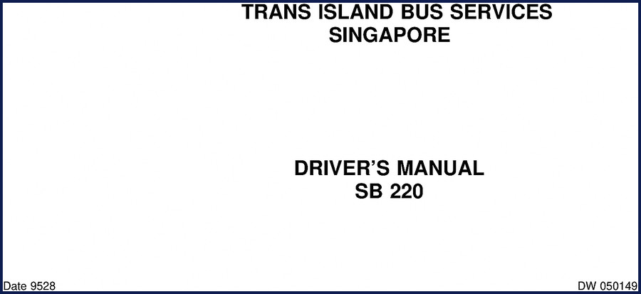 Trans Island BUS Services SB 220 1995 Operators Manual cover page