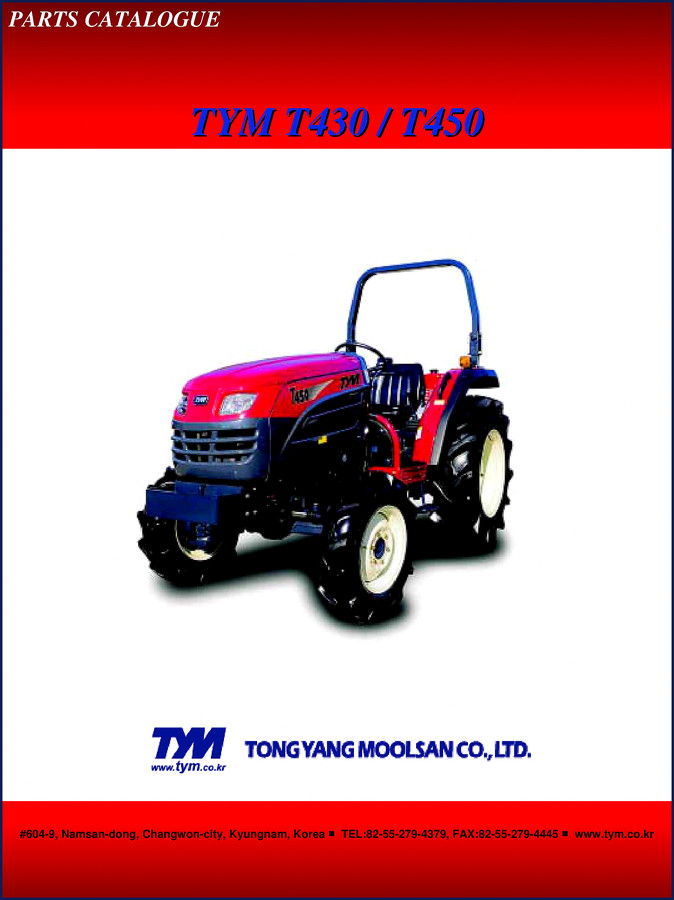 TYM T430 T450 Parts Catalog factory OEM manual cover page