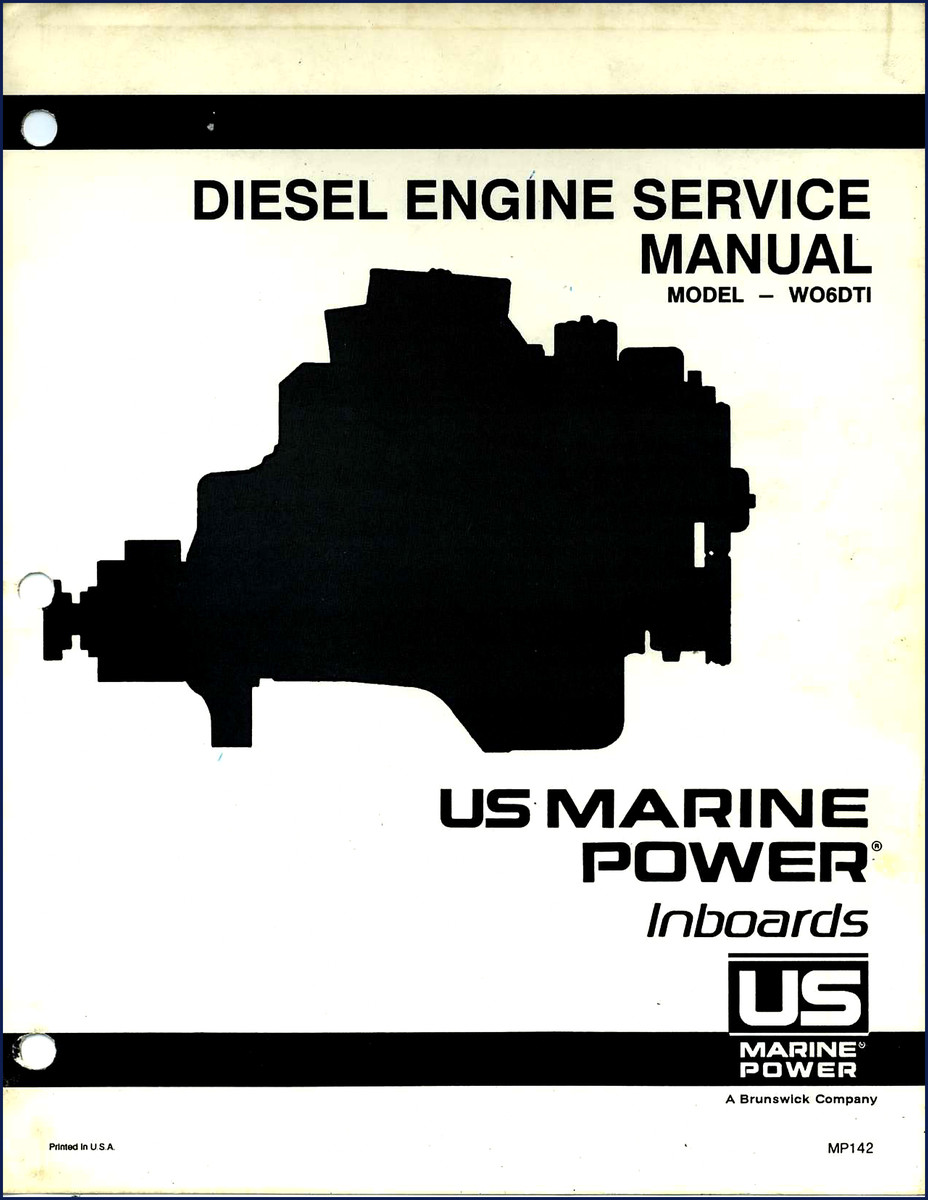US Marine Power WO6DTI Service Manual cover - 179-page factory diesel engine service manual