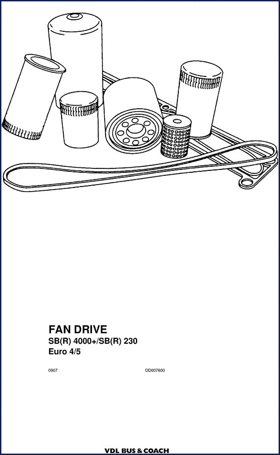 VDL BUS & Coach SB(R) 4000+ SB(R) 230 Service Manual cover page showing hydraulic fan drive diagram