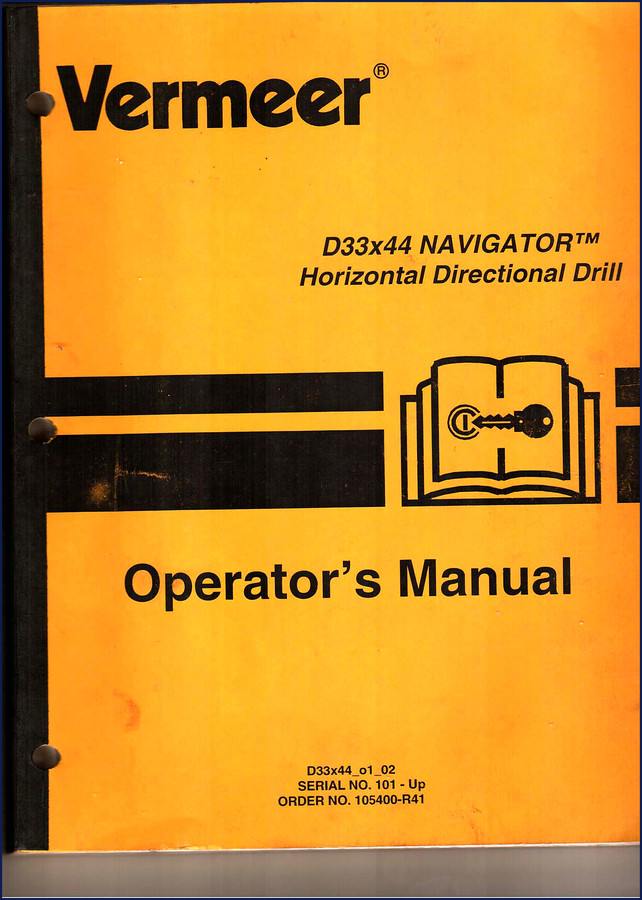 Vermeer D33x44 Navigator 1999 Operator's Manual cover showing directional drill on work site