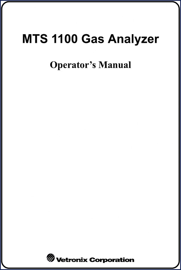 Vetronix MTS 1100 Gas Analyzer Operators Manual 2001 - 178 pages OEM