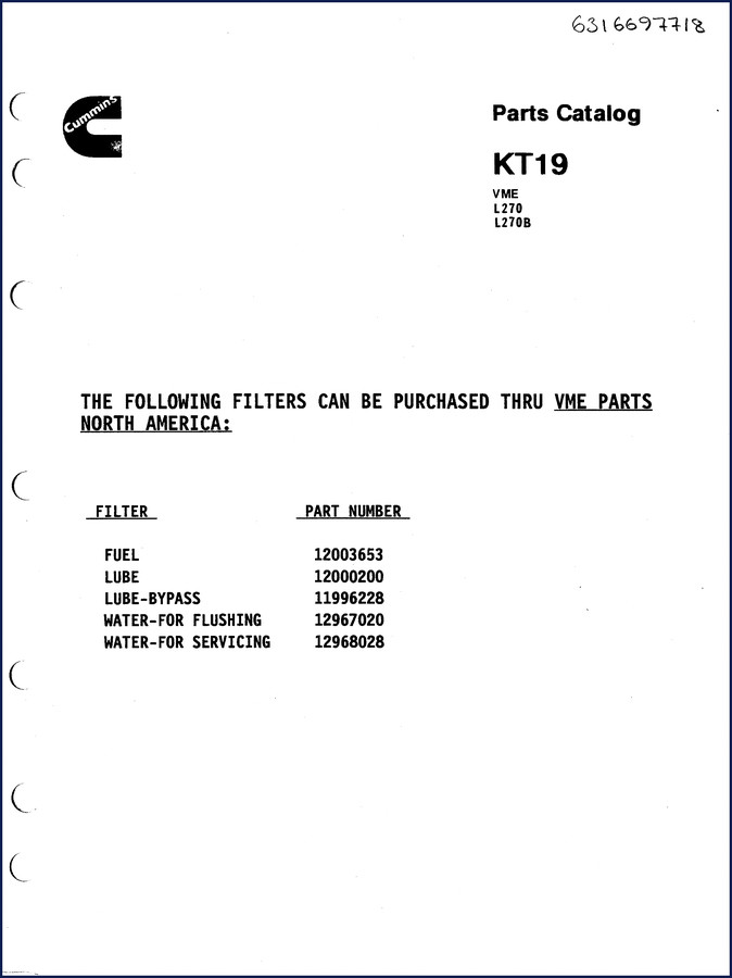 VME L270 L270B Parts Catalog 108 pages factory parts manual