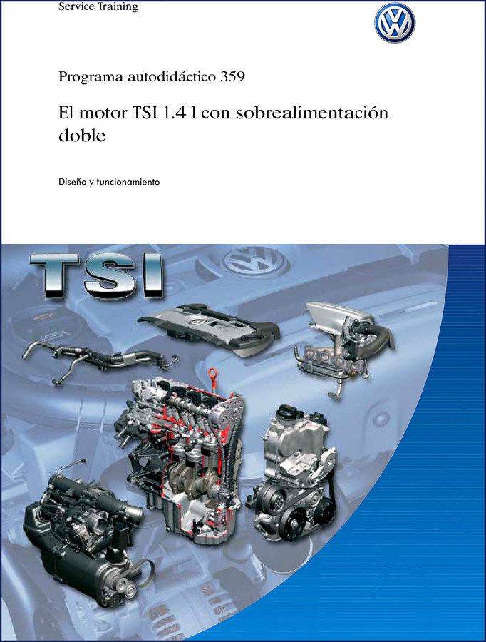 Volkswagen 1.4 TSI Training Manual cover – factory document for twin-charged engine design and operation
