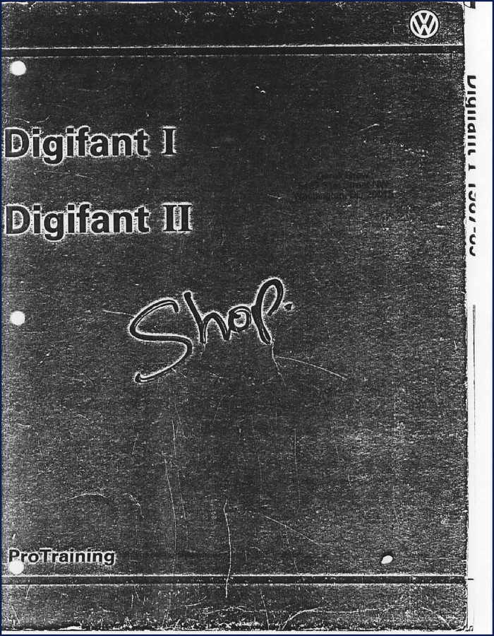 Volkswagen Digifant I and Digifant II Training Manual cover showing Digifant I 1987-90 and Shop ProTraining branding