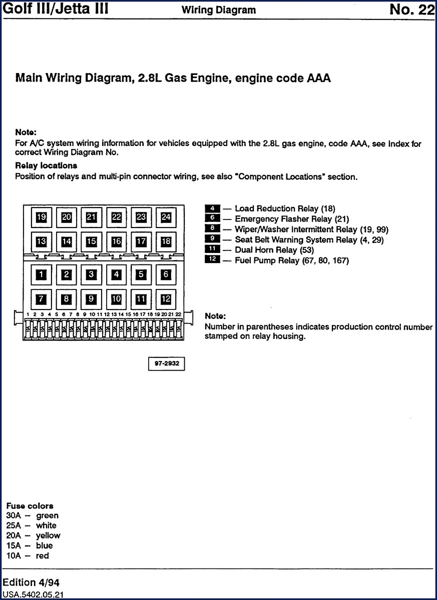 1994 Volkswagen Golf III Jetta III OEM Wiring Diagram manual cover