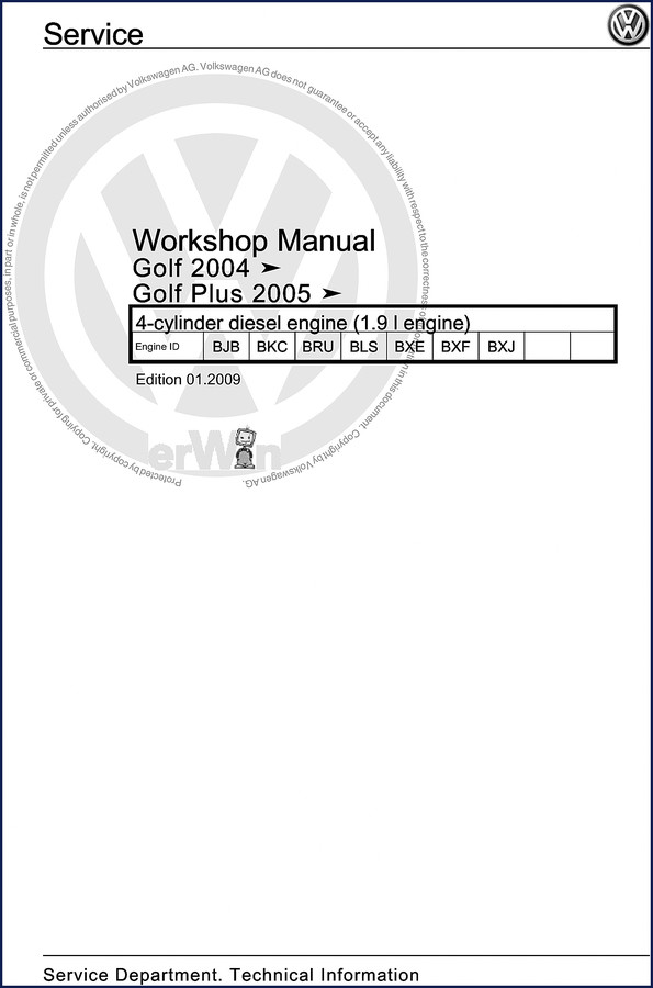 Volkswagen Golf Golf Plus 2009 Workshop Manual cover