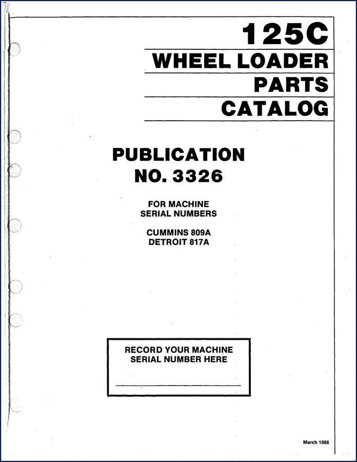 Volvo BM Michigan 125C Wheel Loader Parts Catalog 1988 cover
