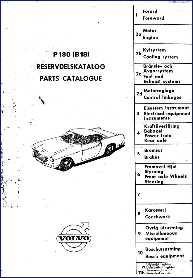 Volvo Penta P180 Parts Catalog factory cover page showing B18 engine group