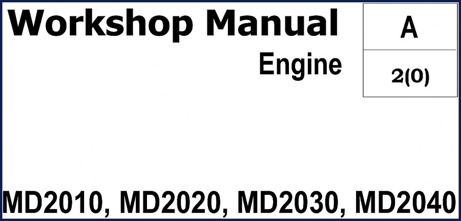Volvo Penta MD2010 MD2020 MD2030 MD2040 workshop manual cover page showing engine diagram and model numbers
