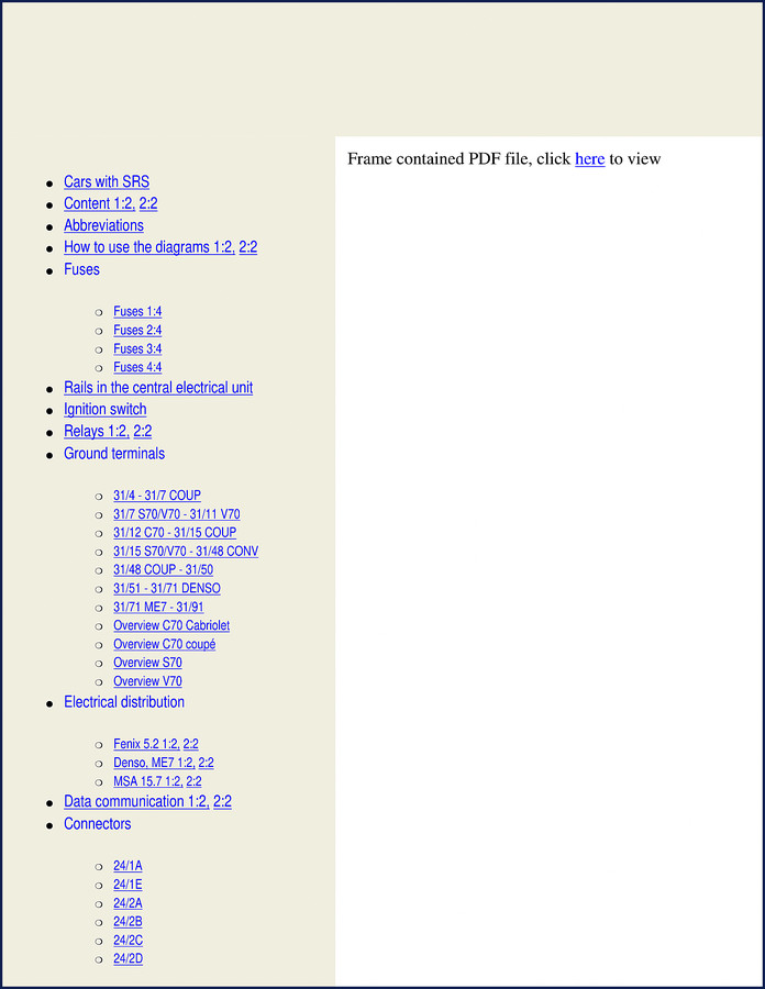 1999 Volvo S70 C70 V70 factory wiring diagram manual cover