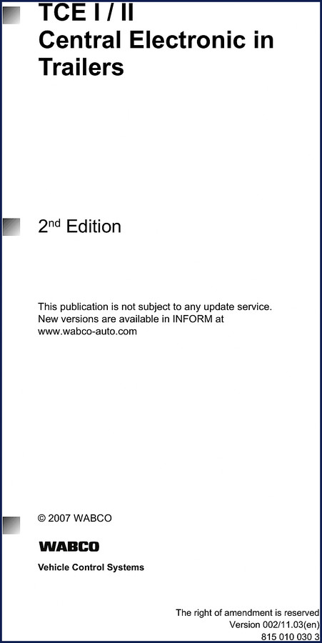 Meritor Wabco TCE I / II 2007 Technical Manual – 168-page factory guide for trailer central electronic control
