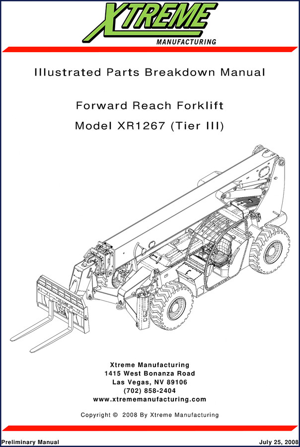Xtreme XR1267 2008 Illustrated Parts Breakdown Manual cover - OEM factory parts catalog