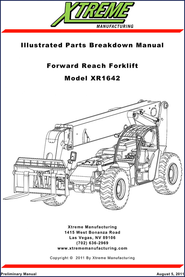 Xtreme XR1642 2011 Parts Catalog cover