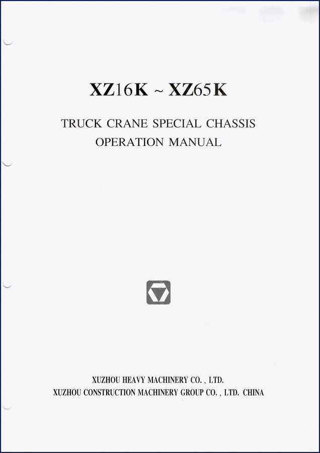 Xuzhou XZ16K XZ65K truck crane operators manual cover 62 pages