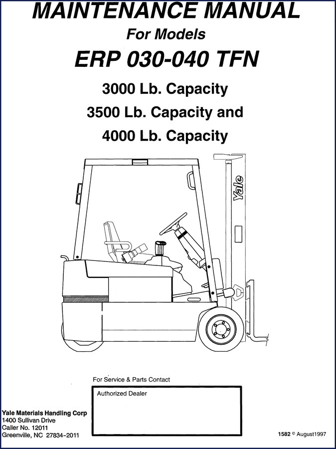 Yale ERP 030-040 TFN 1997 Service Manual cover – 350 page OEM maintenance manual