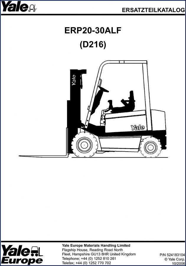 Yale ERP20-30ALF 2006 Parts Catalog cover page