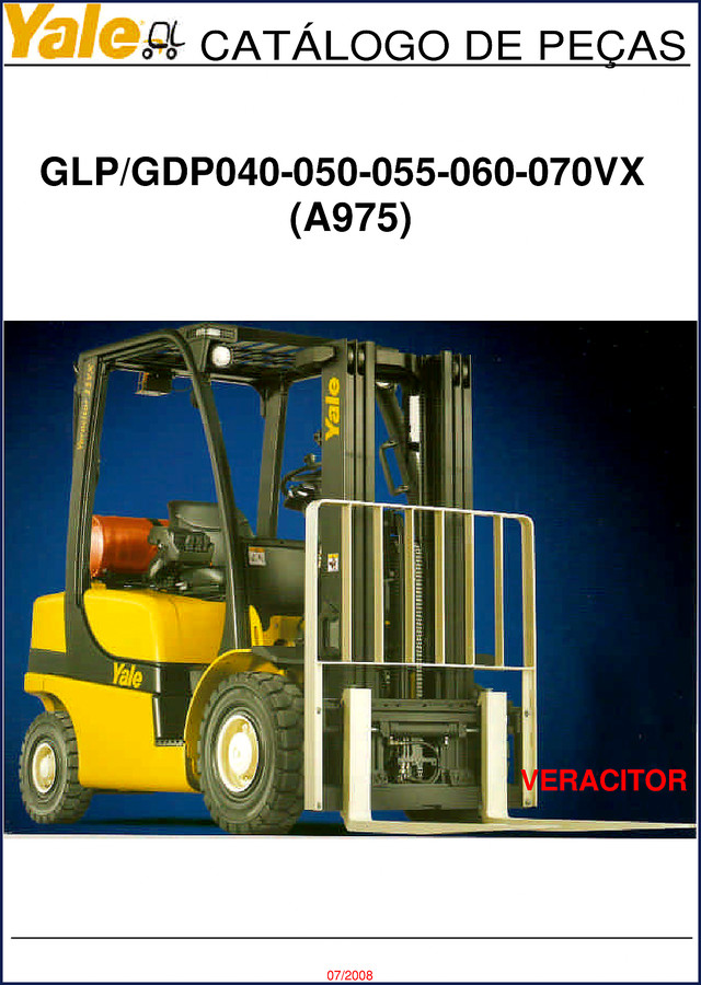 Yale GLP040VX 2008 Parts Catalog cover - 496 pages OEM factory manual