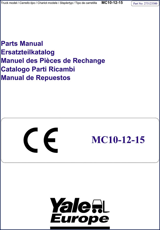 Yale MC10 MC12 MC15 parts catalog cover - OEM factory parts breakdown