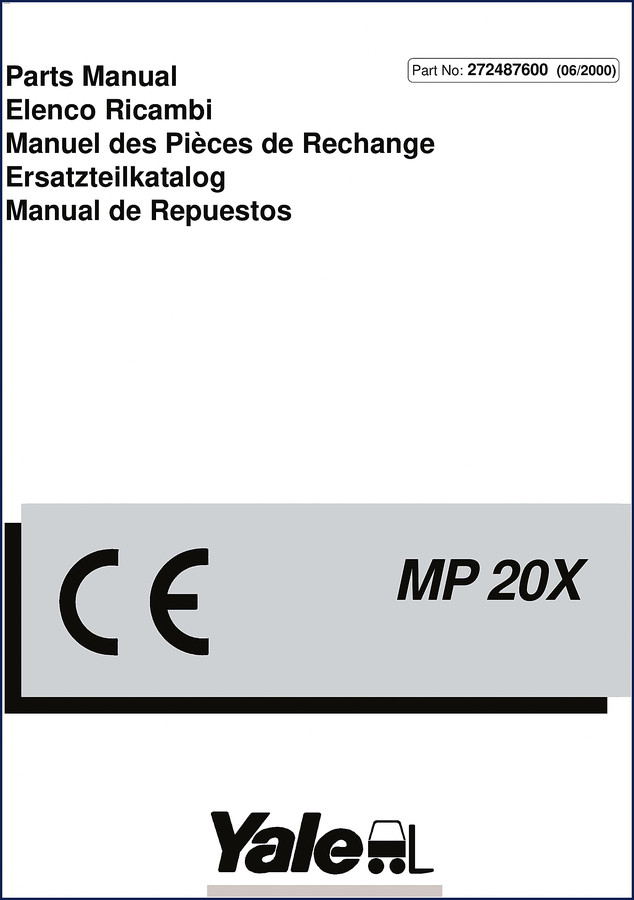 Yale MP 20X 2000 Parts Catalog cover page