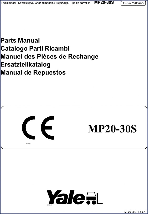 Yale MP20 MP30S Parts Catalog - 48 page factory parts manual
