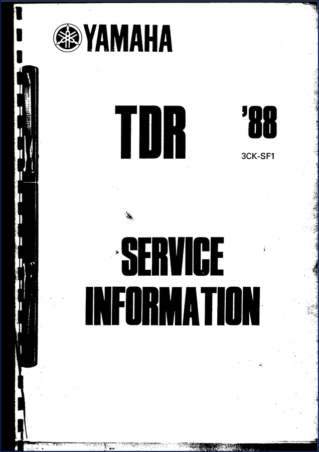 Yamaha TDR 1988 service manual cover showing factory OEM documentation for two-stroke motorcycle repair